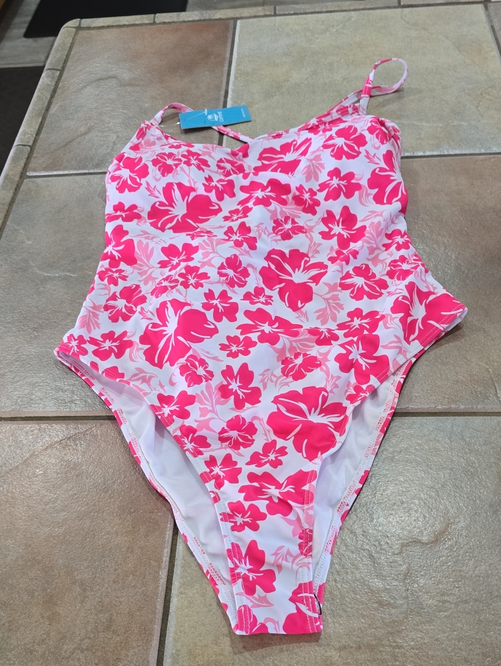 Cupshe Pink Floral  One-Piece Swimsuit Sz Lg Nwt